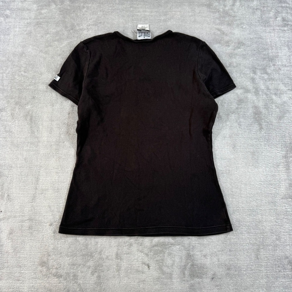 Everlast Shirt Womens Medium Black Vintage Y2K Ribbed Slim Fit Boxing Babby Tee - Picture 2 of 11